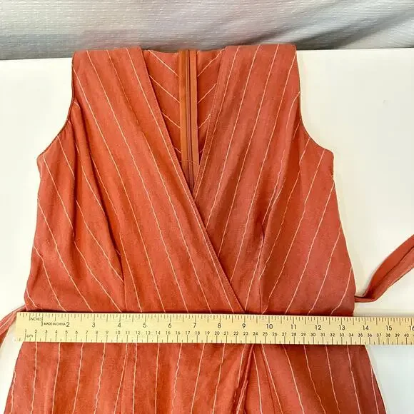 Saylor Emery Stripe Jumpsuit in Rust Size XS Linen Blend Wide Leg Preppy Coastal - Picture 10 of 11